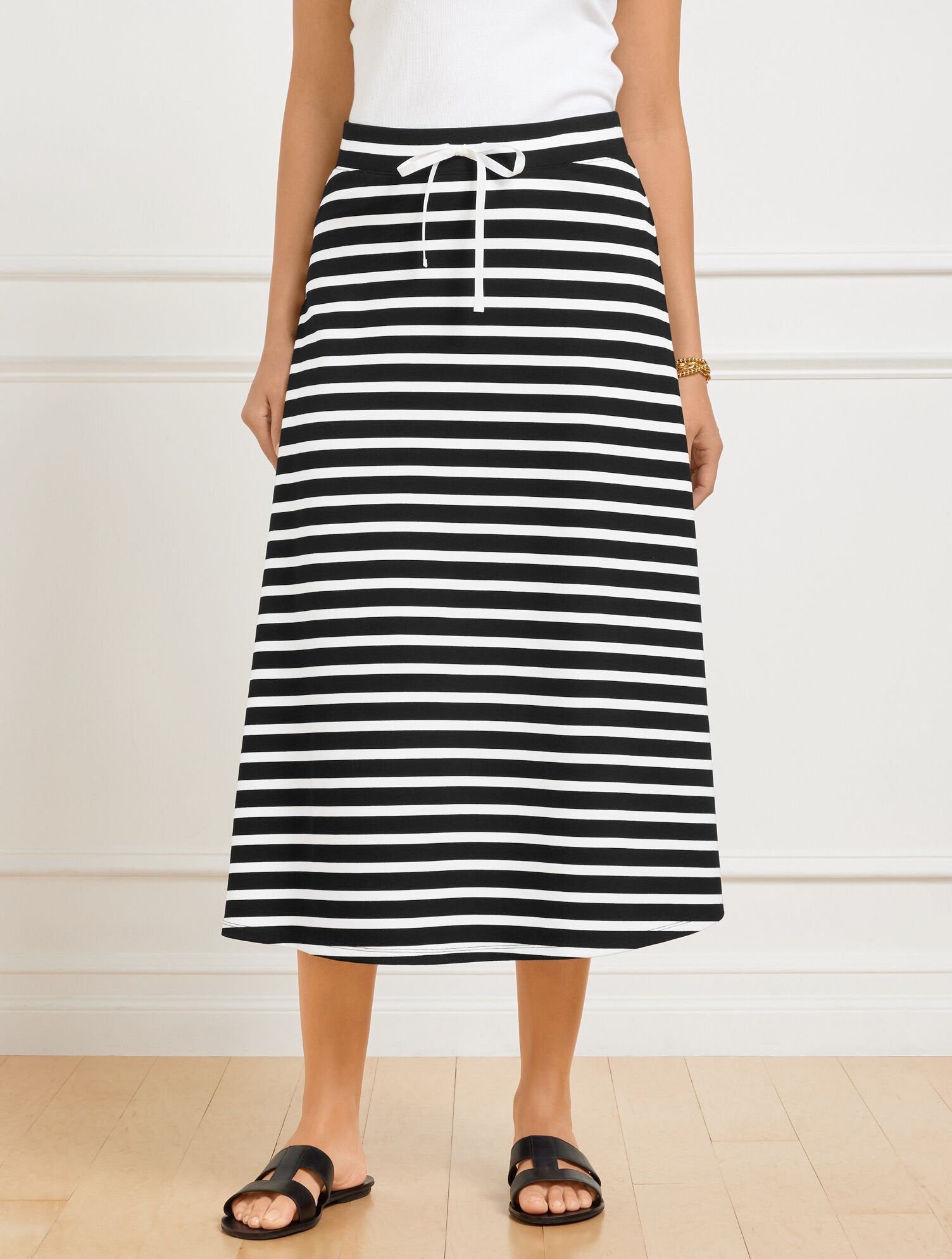 EFFORTLESS ULTRAKNIT A-LINE MIDI SKIRT - CROCUS STRIPE | Talbots online