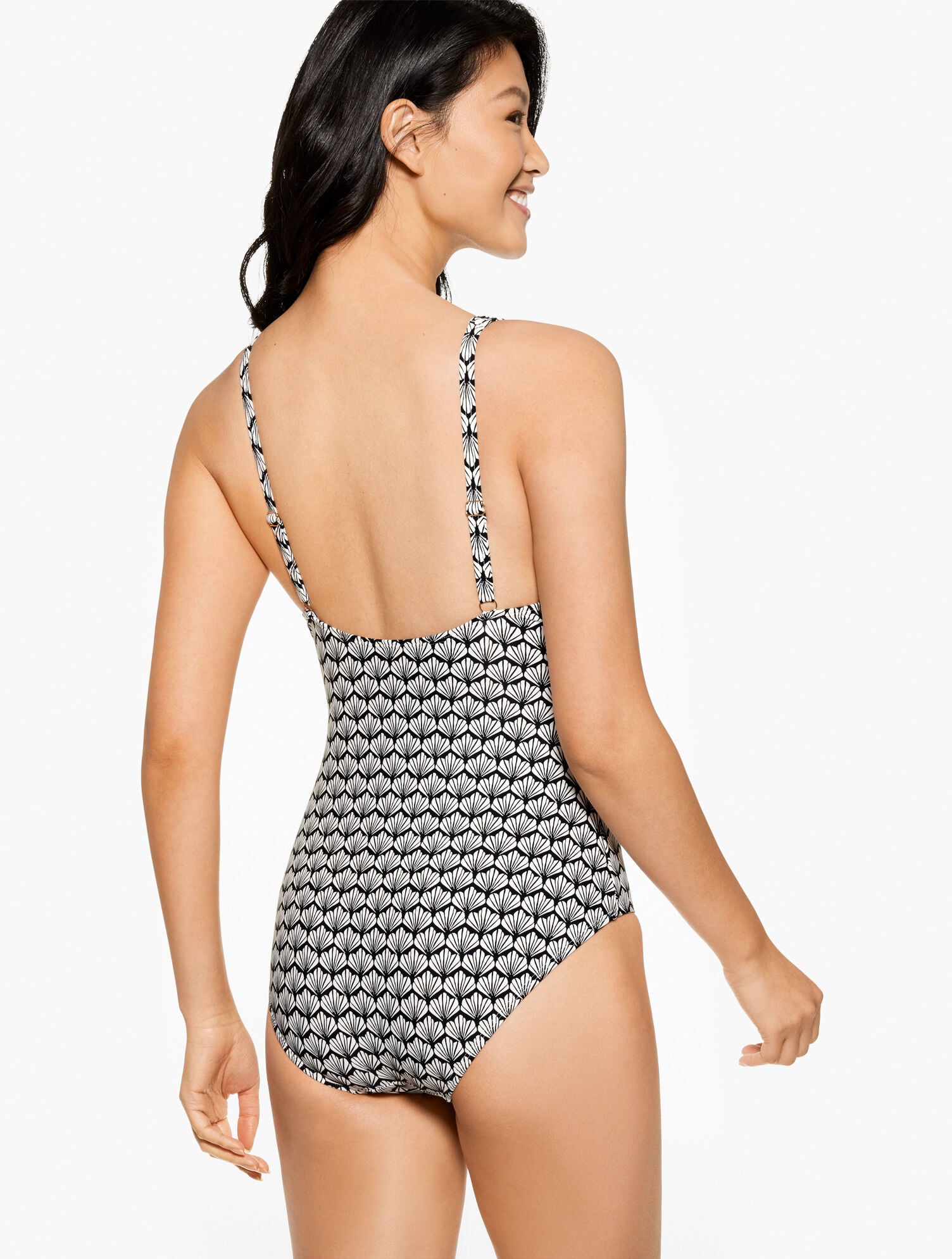 AQUA CLUB V-NECK ONE-PIECE SWIMSUIT - FIJI SHELL | Talbots discount