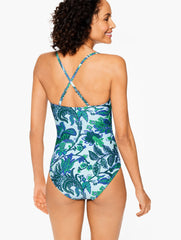 AQUA CLUB BANDEAU ONE-PIECE SWIMSUIT - BALI BLOOMS | Talbots outlet