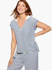 AQUA CLUB STRIPE TERRY HOODED COVER-UP | Talbots for sale