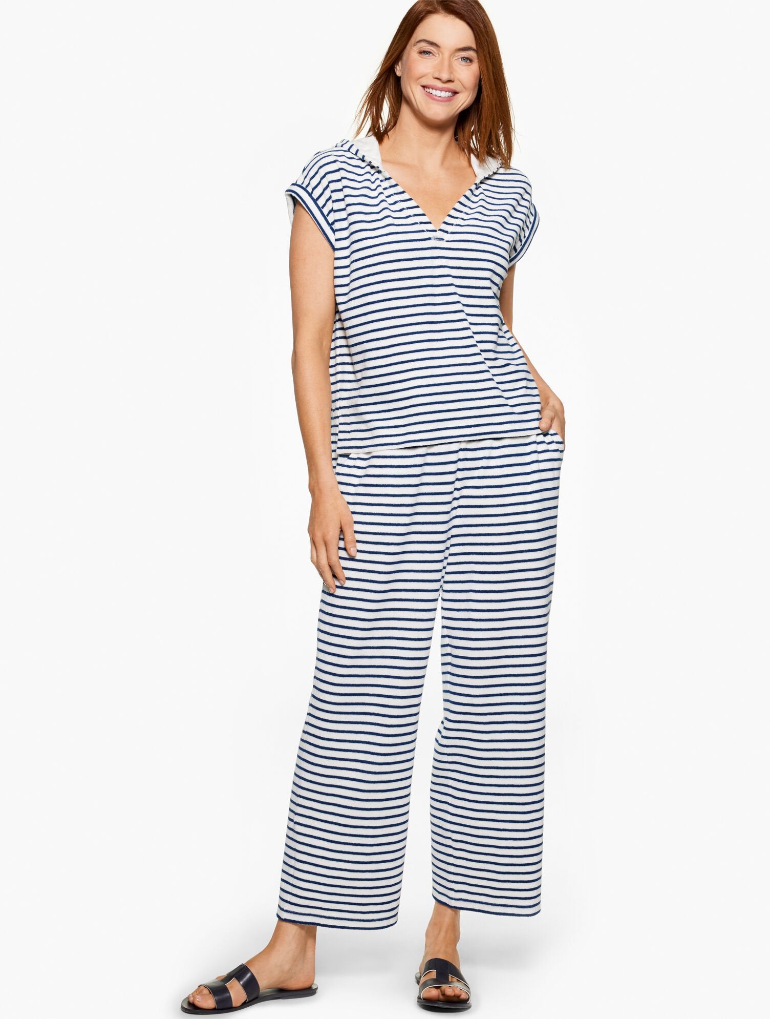 AQUA CLUB TERRY PANT COVER-UP - STRIPE | Talbots sale