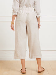 WIDE CROP PULL-ON WASHED LINEN PANTS - CROSS DYED | Talbots outlet