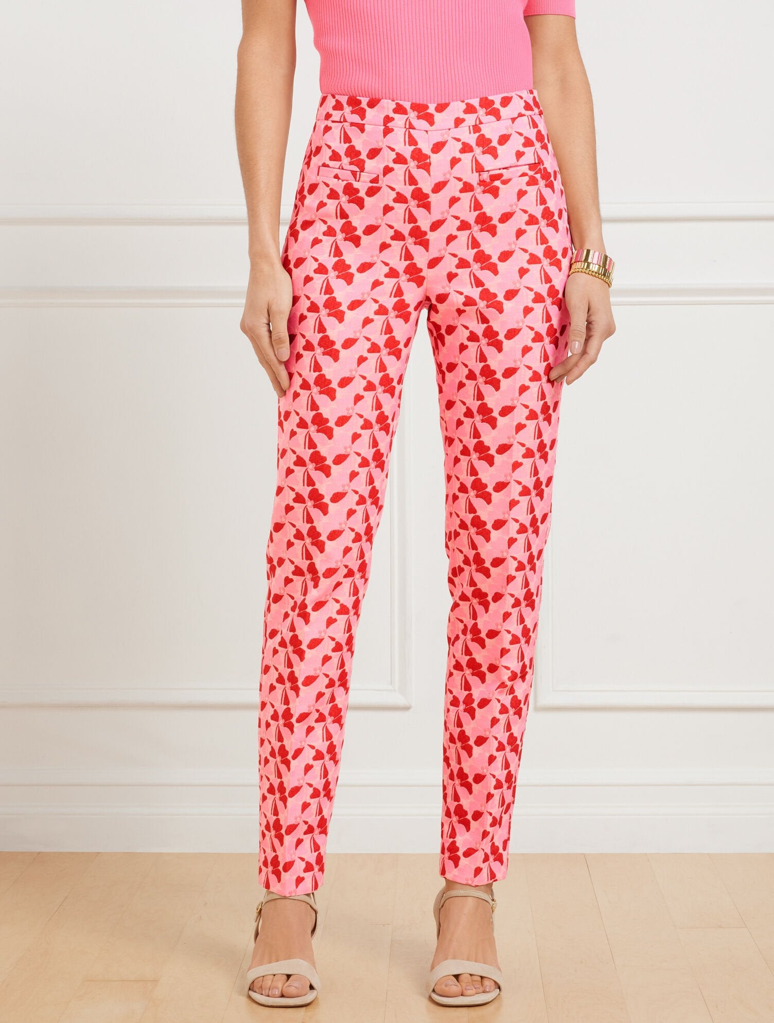 TALBOTS CHATHAM SLIM ANKLE PANTS - FLORAL JACQUARD | Talbots online