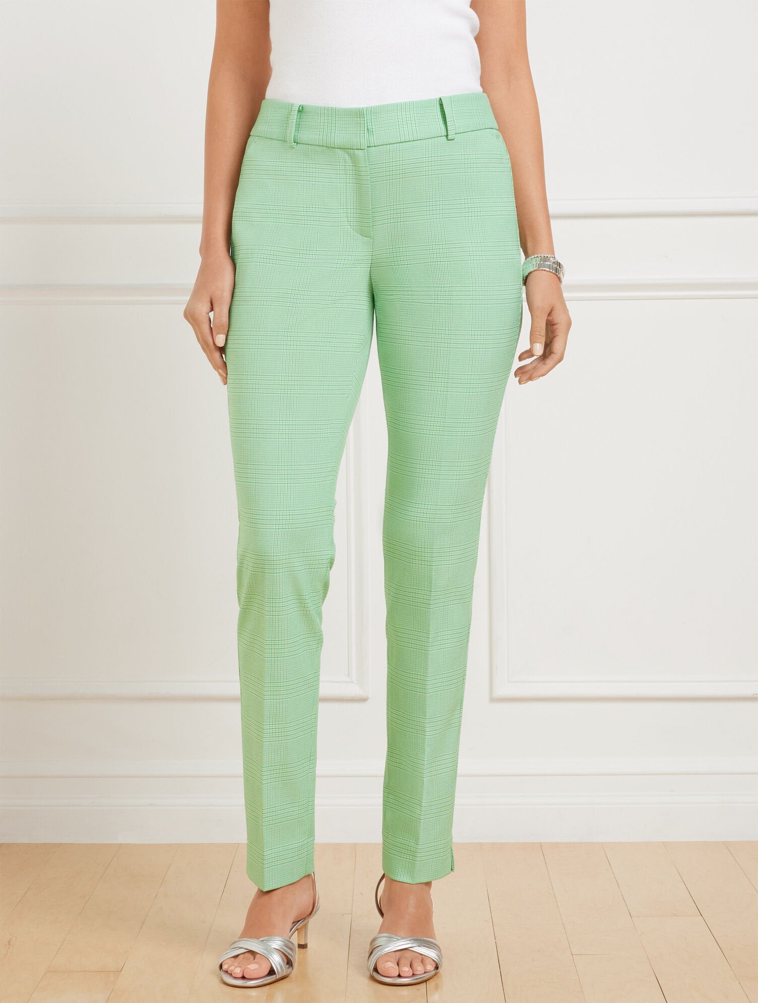 TALBOTS HAMPSHIRE STRAIGHT ANKLE PANTS - LUCETTA GLEN PLAID | Talbots discount