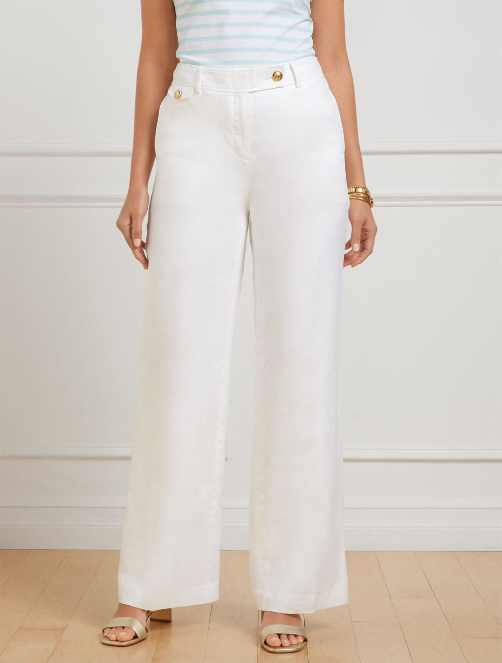 TALBOTS GREENWICH WIDE LEG LINEN PANTS - WHITE | Talbots US