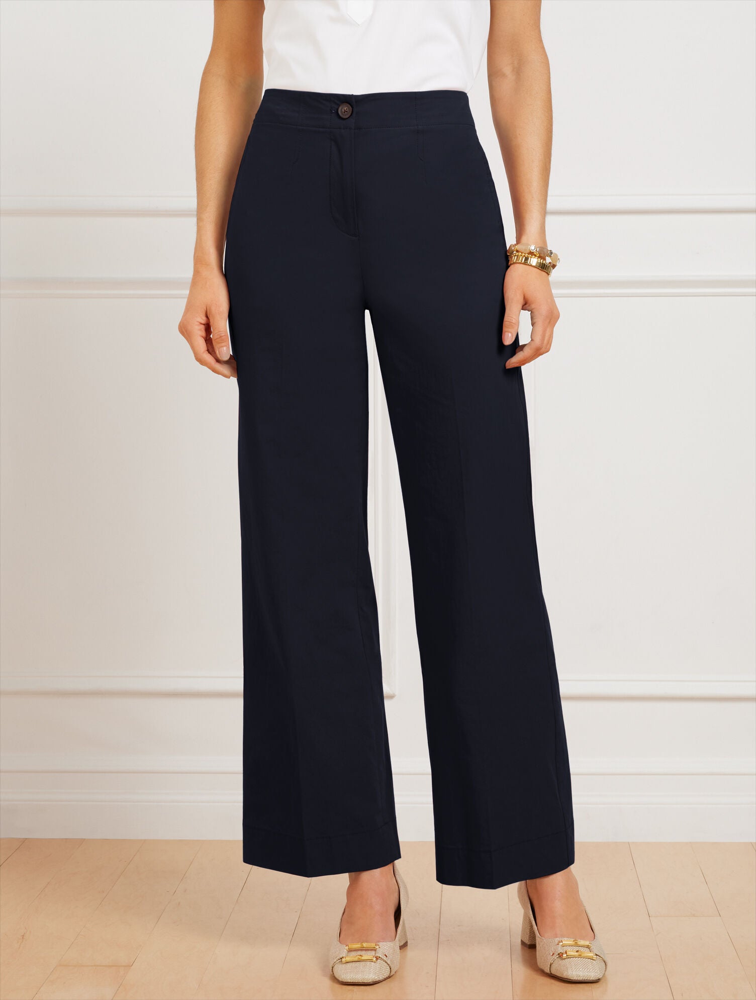 WIDE ANKLE FRESH POPLIN PANTS | Talbots on sale