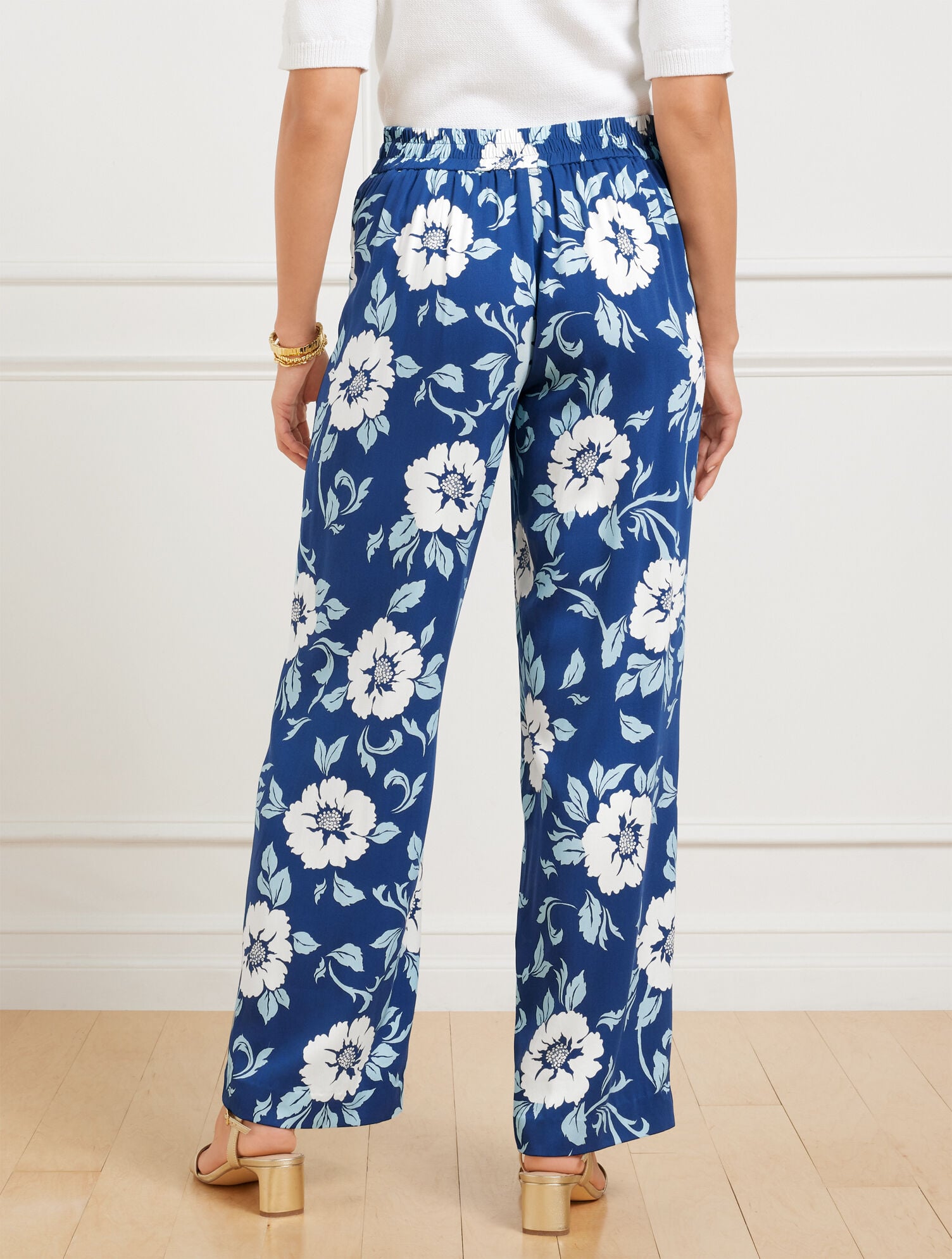 WIDE LEG PULL-ON PANTS - DELIGHTFUL FLOWERS | Talbots sale