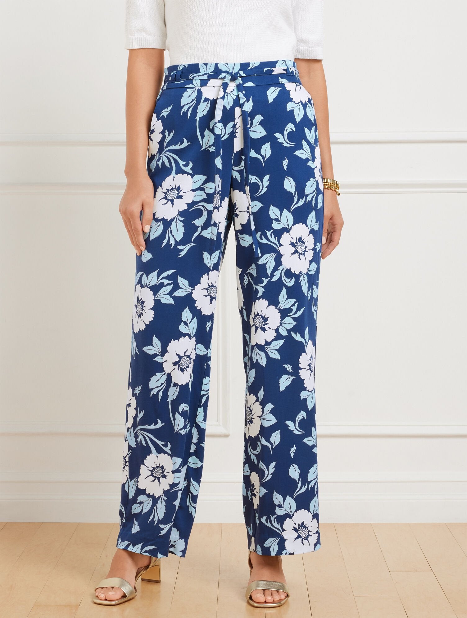 WIDE LEG PULL-ON PANTS - DELIGHTFUL FLOWERS | Talbots sale
