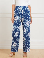 WIDE LEG PULL-ON PANTS - DELIGHTFUL FLOWERS | Talbots sale