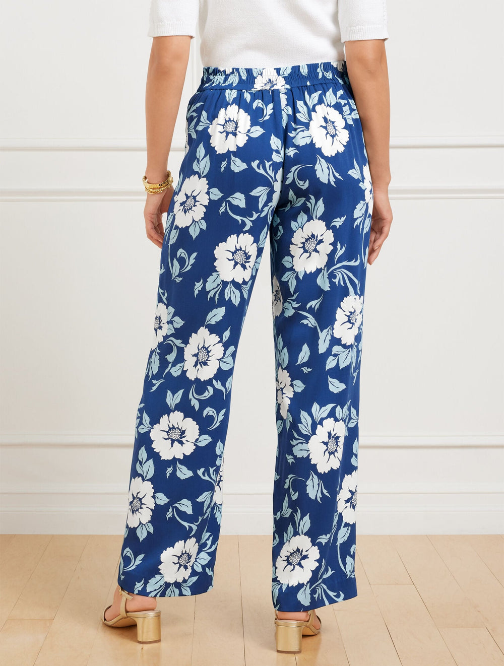 WIDE LEG PULL-ON PANTS - DELIGHTFUL FLOWERS | Talbots sale