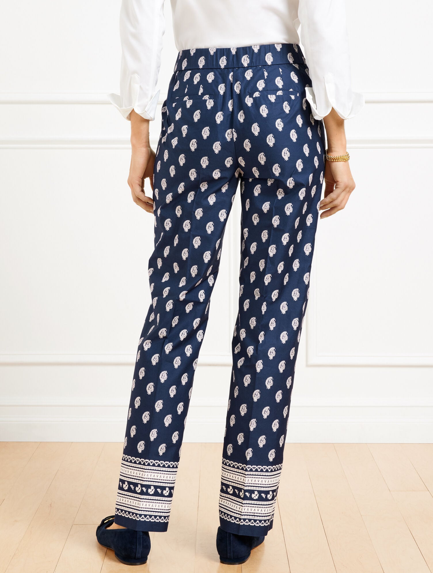 STRAIGHT LEG TWILL PANTS - SERENE PAISLEY | Talbots discount