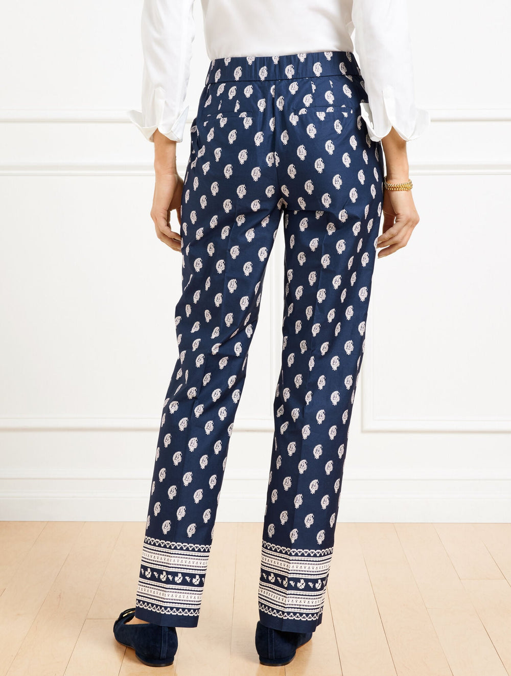 STRAIGHT LEG TWILL PANTS - SERENE PAISLEY | Talbots discount