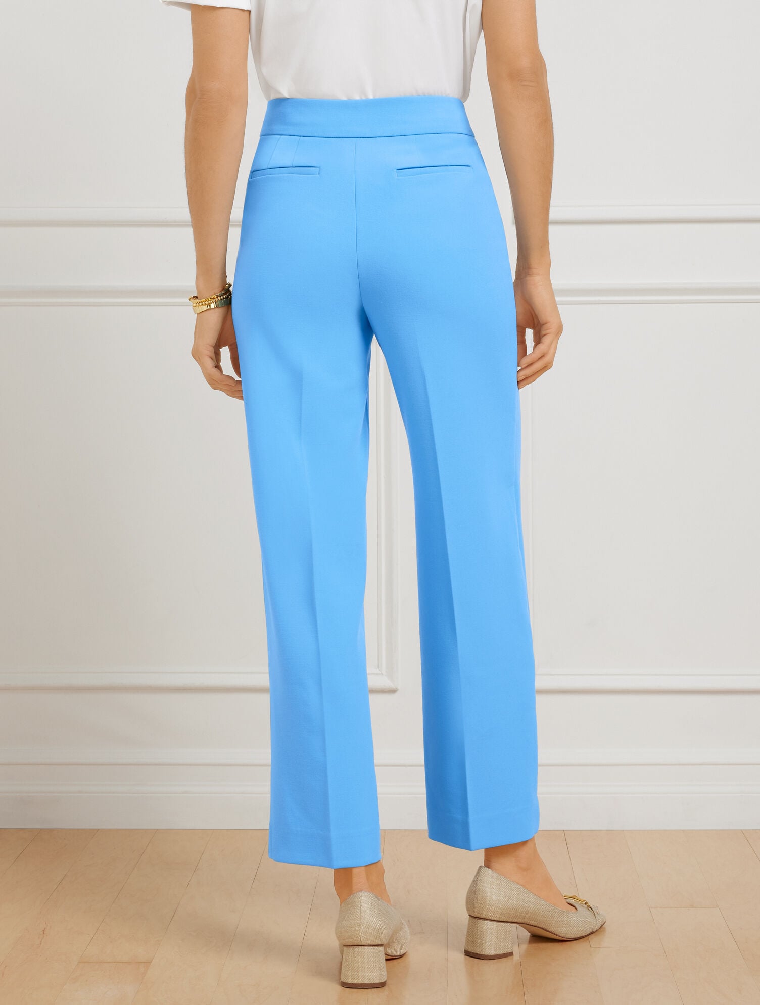 TAILORED STRETCH SLIM WIDE ANKLE PANTS | Talbots online