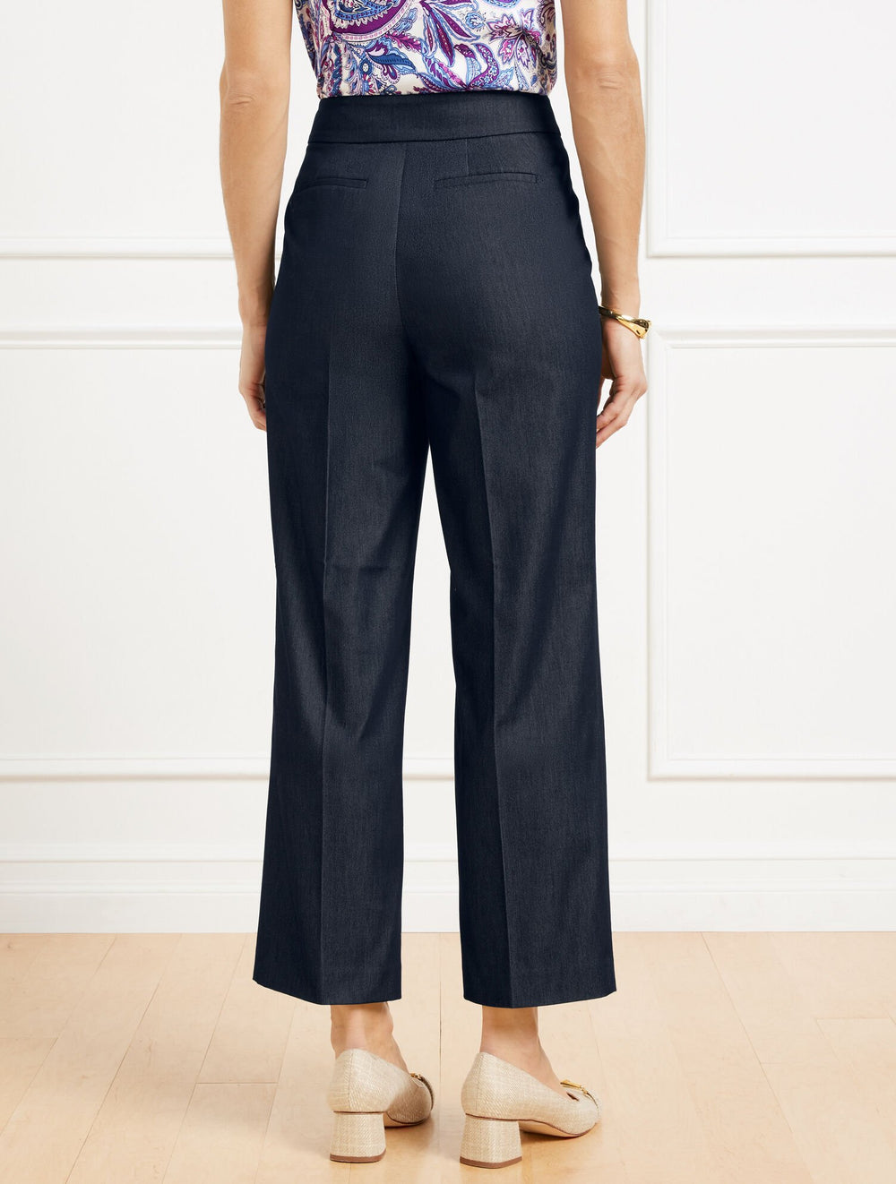 REFINED DENIM SLIM WIDE ANKLE PANTS | Talbots for sale