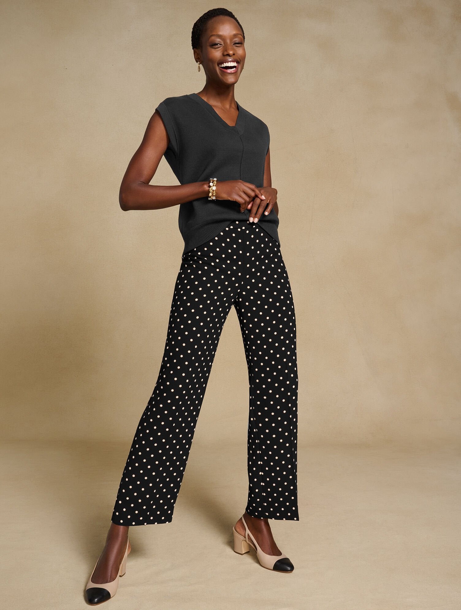 SLIM WIDE ANKLE PANTS - DAISY DOT | Talbots near me