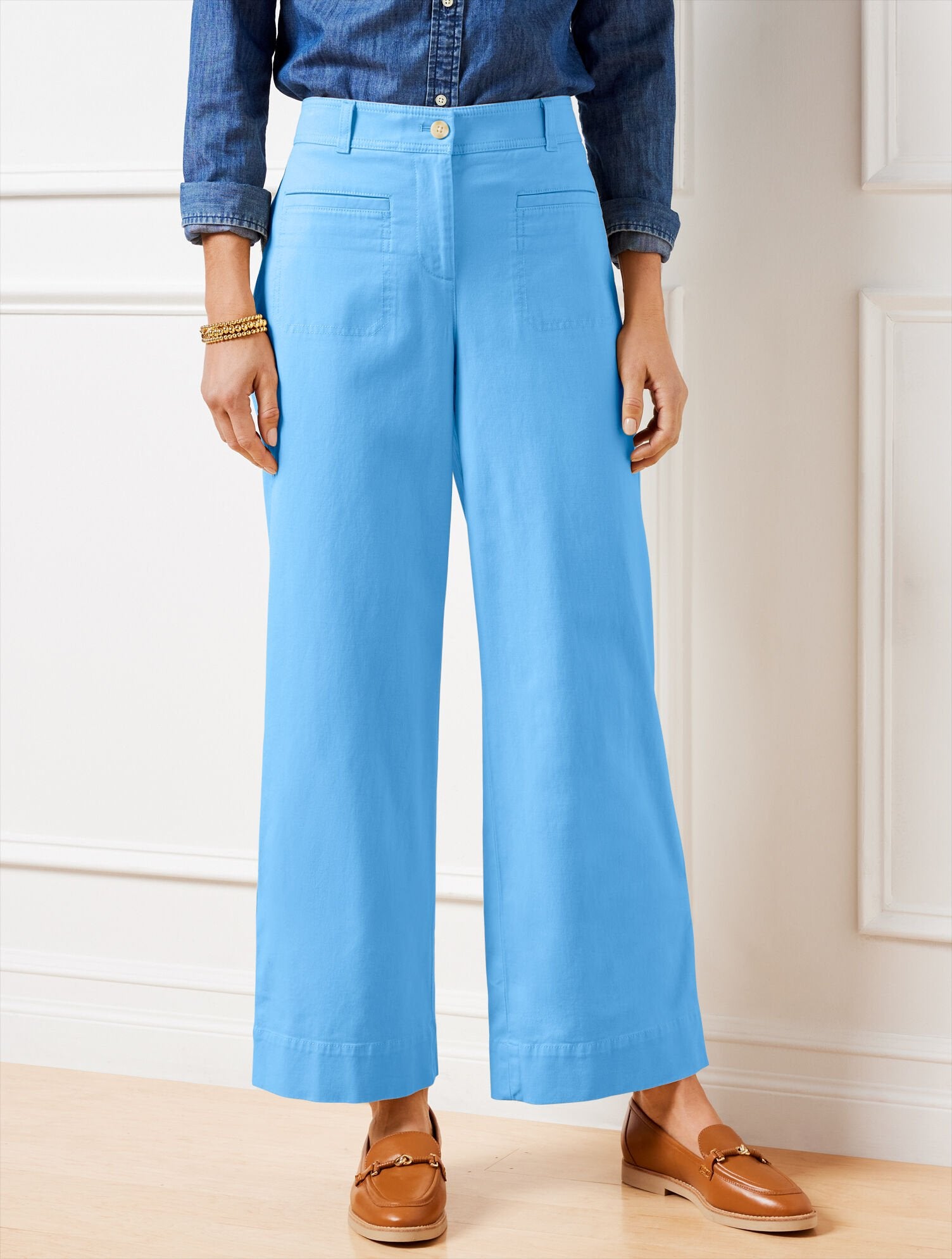 WIDE ANKLE TWILL PANTS | Talbots for sale