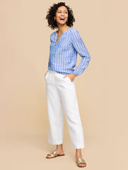 WIDE CROP PULL-ON WASHED LINEN PANTS | Talbots sale