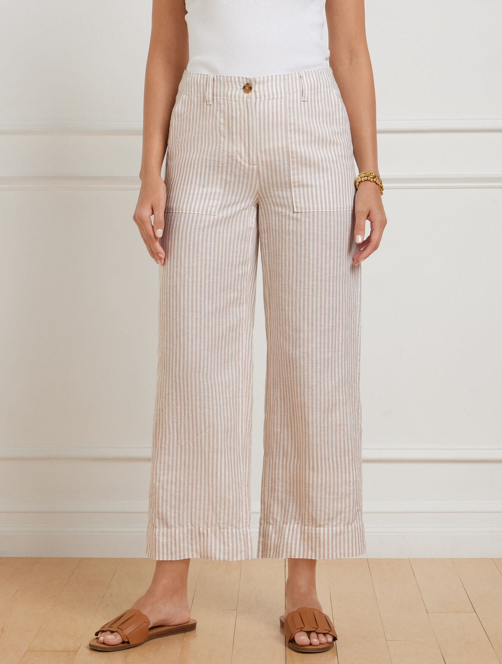 STRAIGHT ANKLE WASHED LINEN PANTS - TAILORED STRIPE | Talbots near me