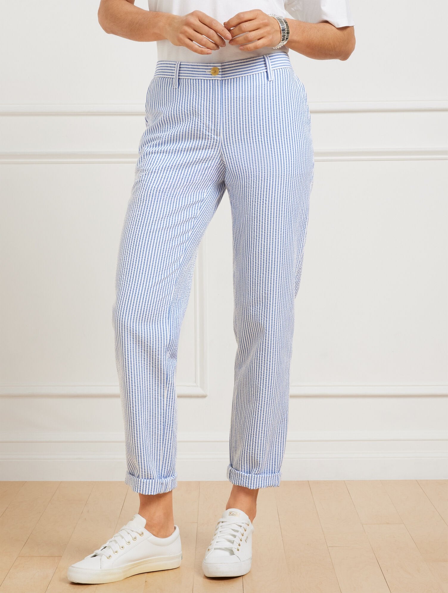 RELAXED CHINOS - SUNSHINE SEERSUCKER | Talbots on sale