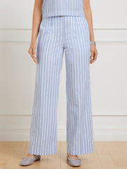 WIDE ANKLE FRESH POPLIN PANTS - DEWDROP STRIPE | Talbots US