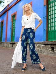 WIDE CROP PULL-ON PANTS - LEAFY FLORAL | Talbots discount