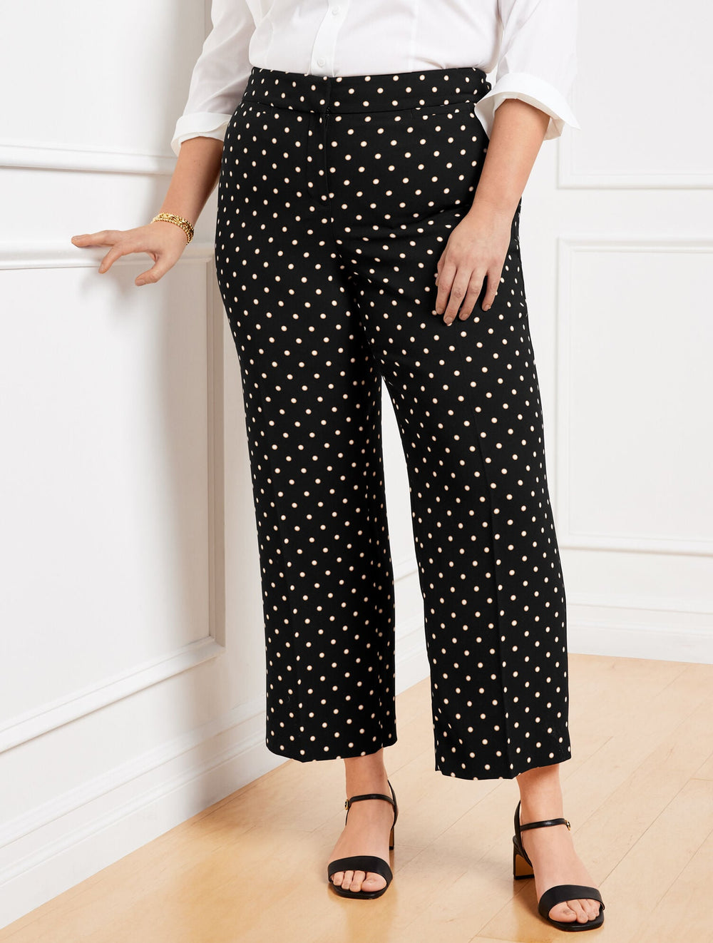PLUS EXCLUSIVE SLIM WIDE ANKLE PANTS - DAISY DOT | Talbots sale