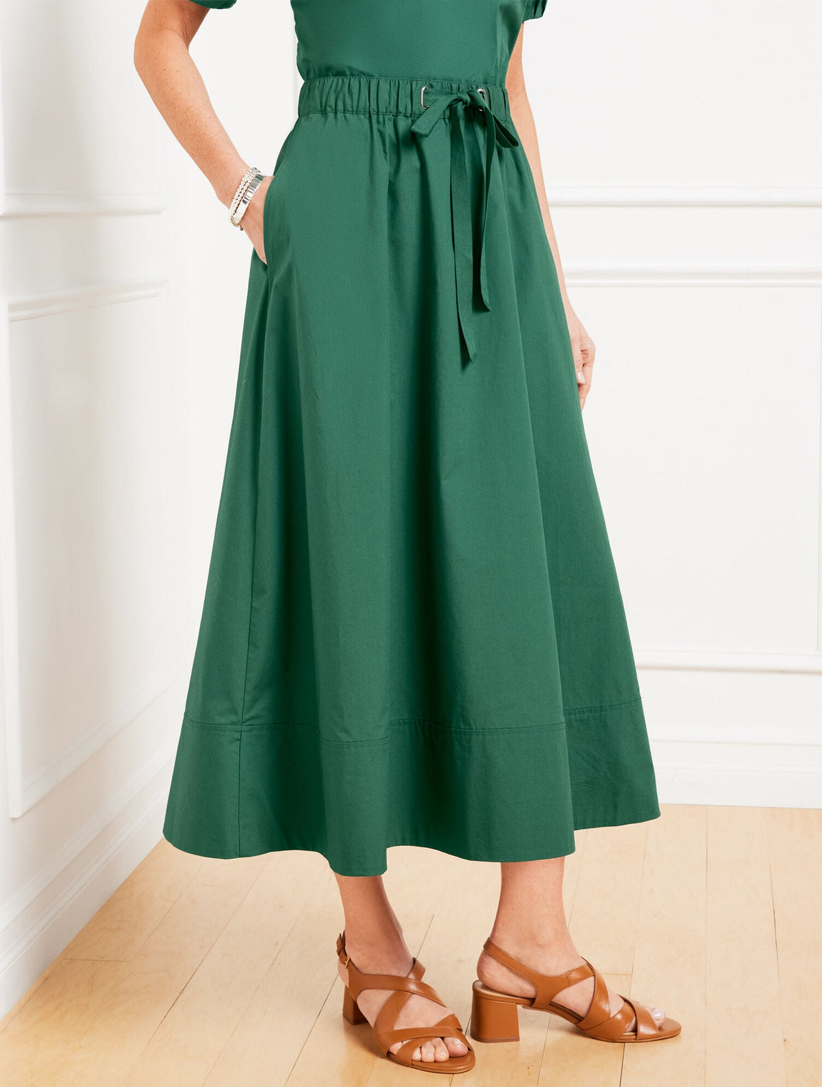 MODERN POPLIN DRAWSTRING SKIRT | Talbots sale