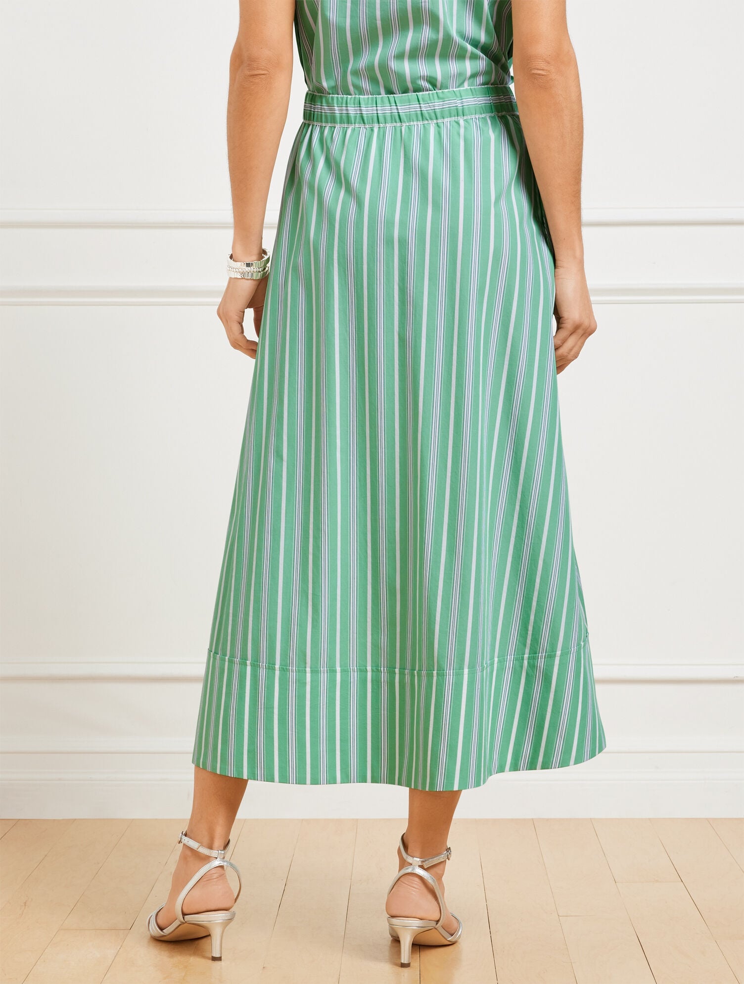 FRESH POPLIN DRAWSTRING SKIRT - DEWDROP STRIPE | Talbots discount