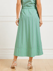 FRESH POPLIN DRAWSTRING SKIRT - DEWDROP STRIPE | Talbots discount