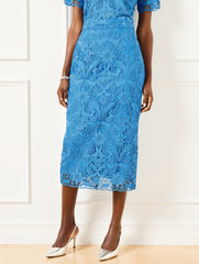 SCROLL FLORAL LACE PENCIL SKIRT | Talbots online