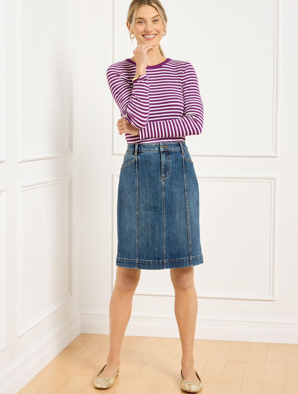 DENIM A-LINE SKIRT - MONTAUK WASH | Talbots discount