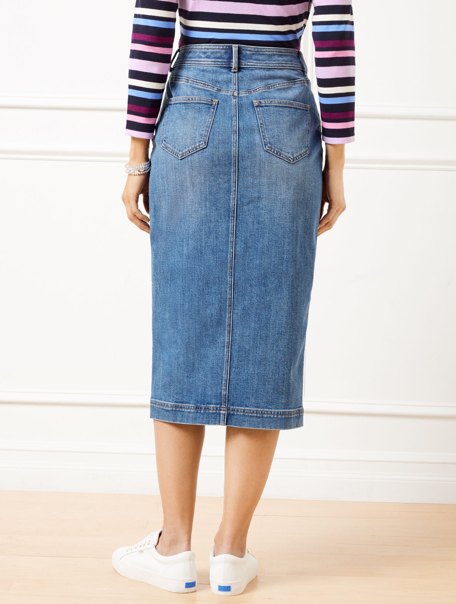 DENIM MIDI SKIRT - TIDAL WASH | Talbots on sale