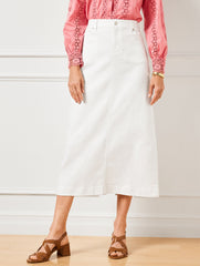 DENIM MIDI SKIRT - WHITE | Talbots for sale