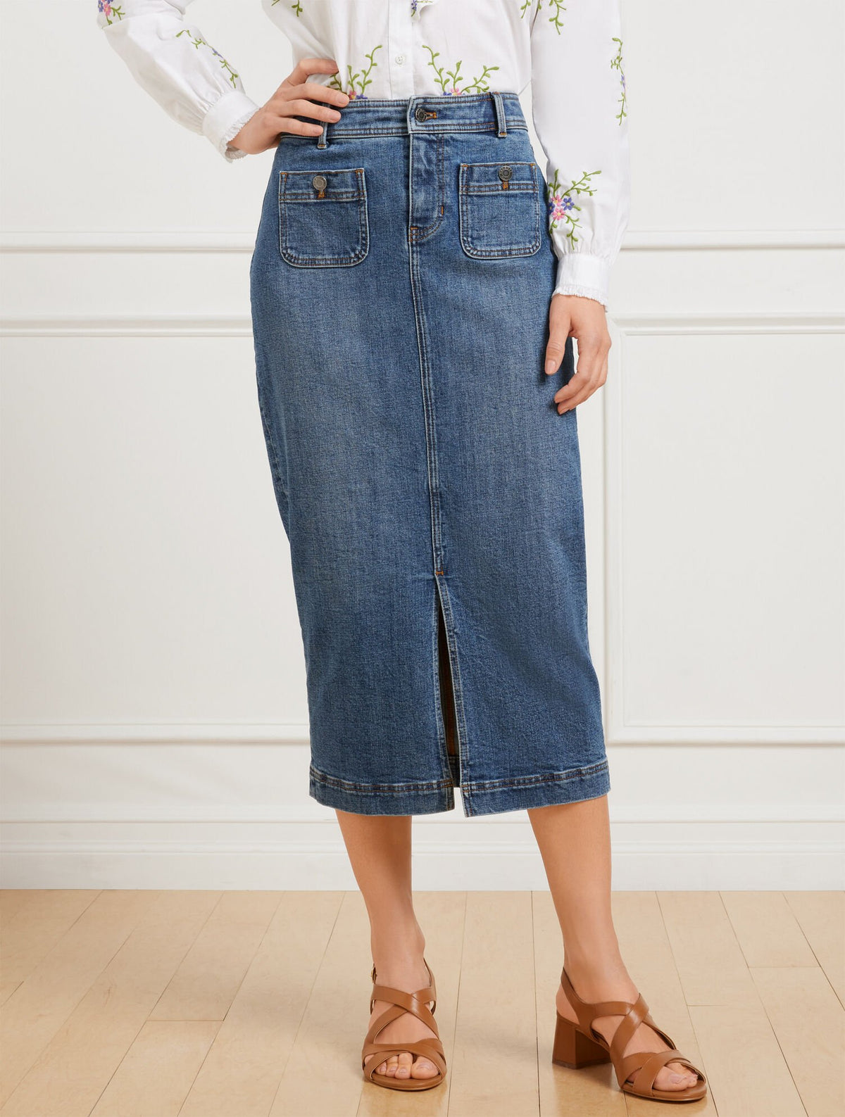 DENIM MIDI SKIRT - CATALINA WASH | Talbots outlet