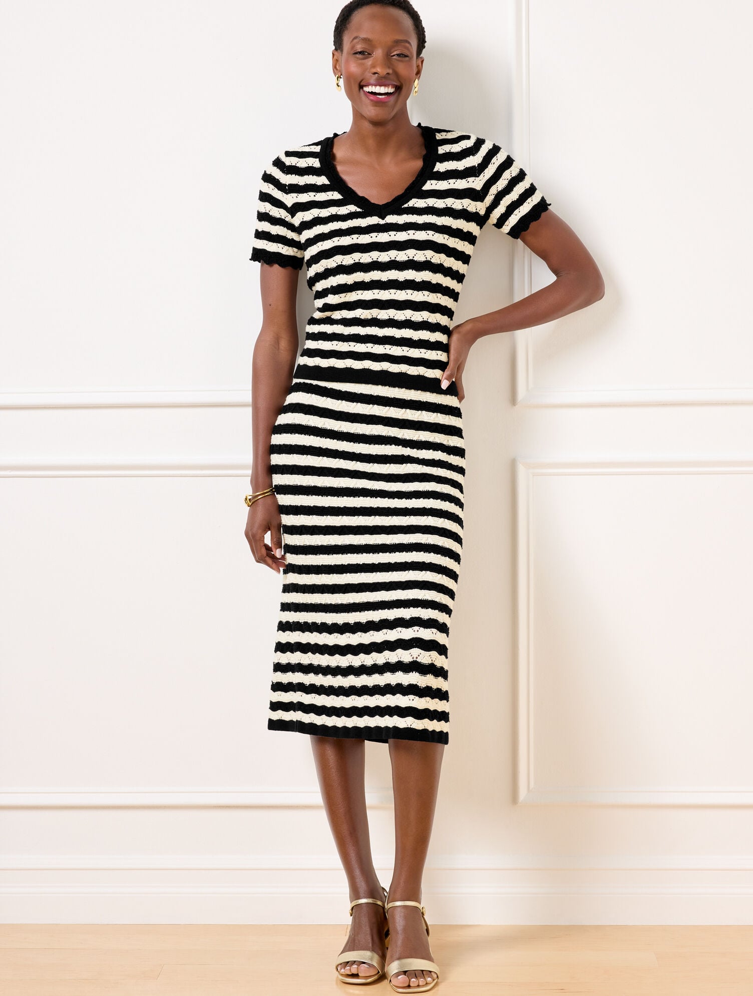 POINTELLE STRIPE SWEATER SKIRT | Talbots discount