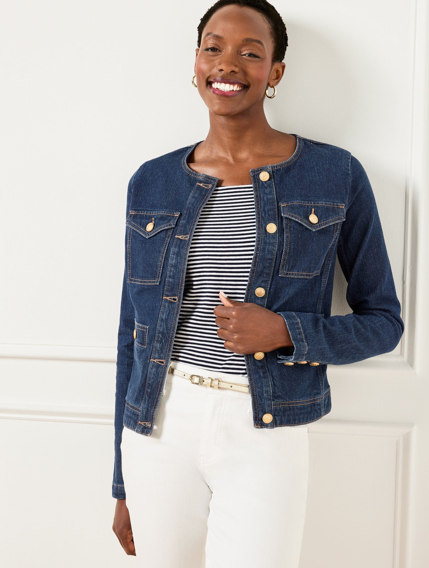 BUTTON CUFF JEAN JACKET - RINSE WASH | Talbots US