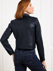 FAUX LEATHER CROPPED JACKET | Talbots online