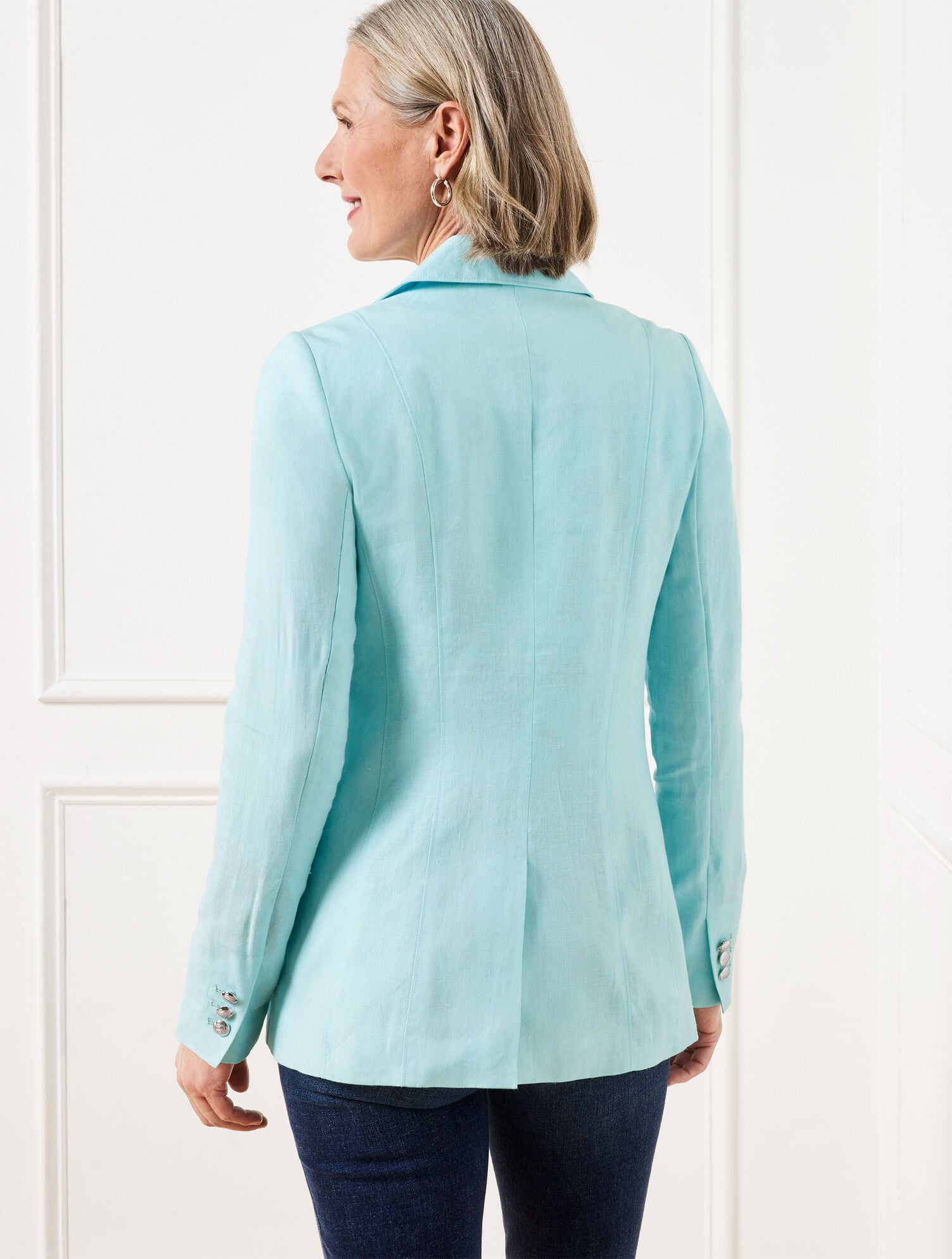 TAILORED SEAMING LINEN BLAZER | Talbots online