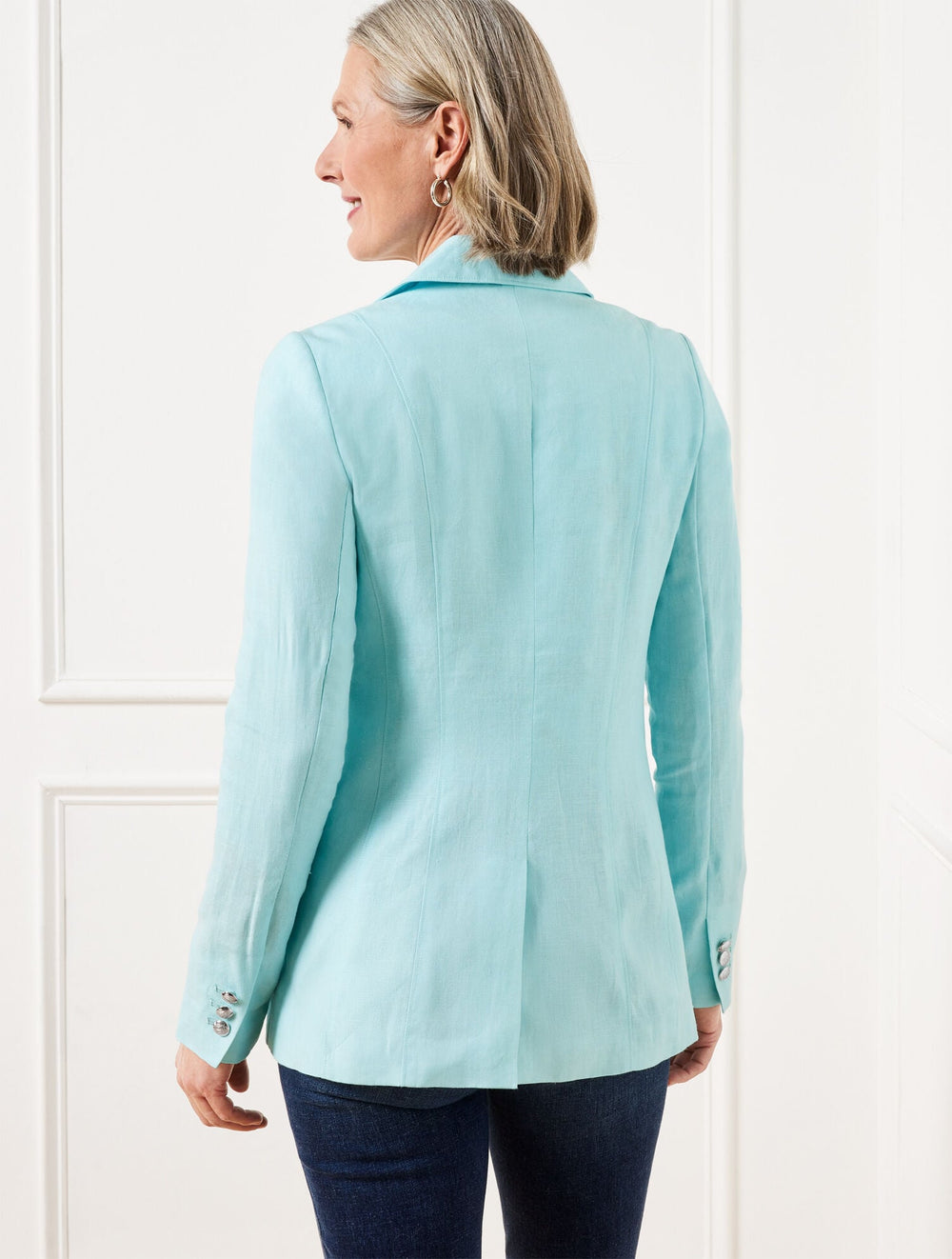 TAILORED SEAMING LINEN BLAZER | Talbots online