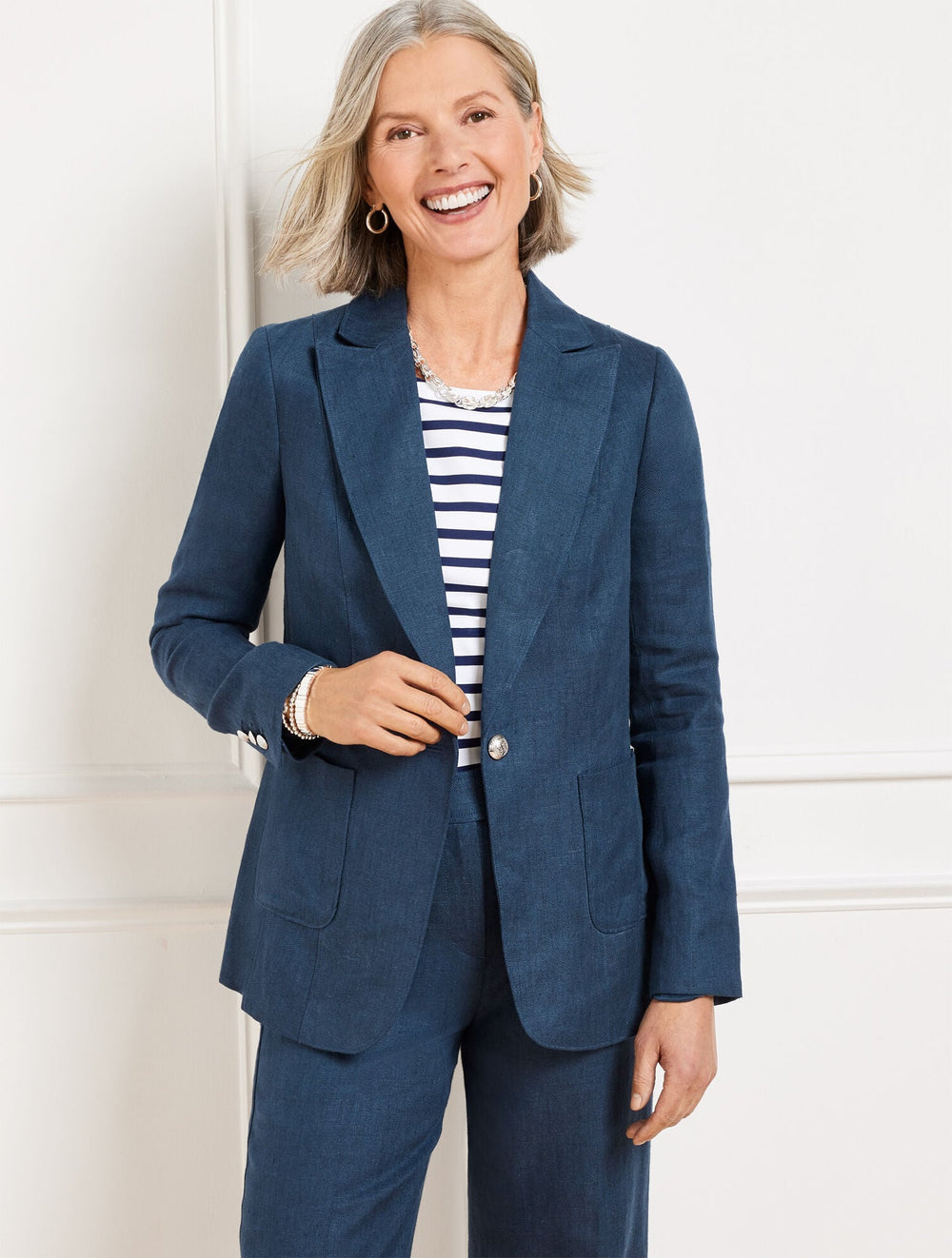TAILORED SEAMING LINEN BLAZER - CROSS DYED | Talbots online