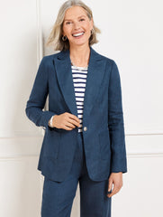 TAILORED SEAMING LINEN BLAZER - CROSS DYED | Talbots online