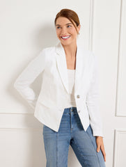 SHORT LINEN BLAZER - WHITE | Talbots sale