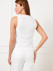 LINEN SHORT VEST - WHITE | Talbots on sale