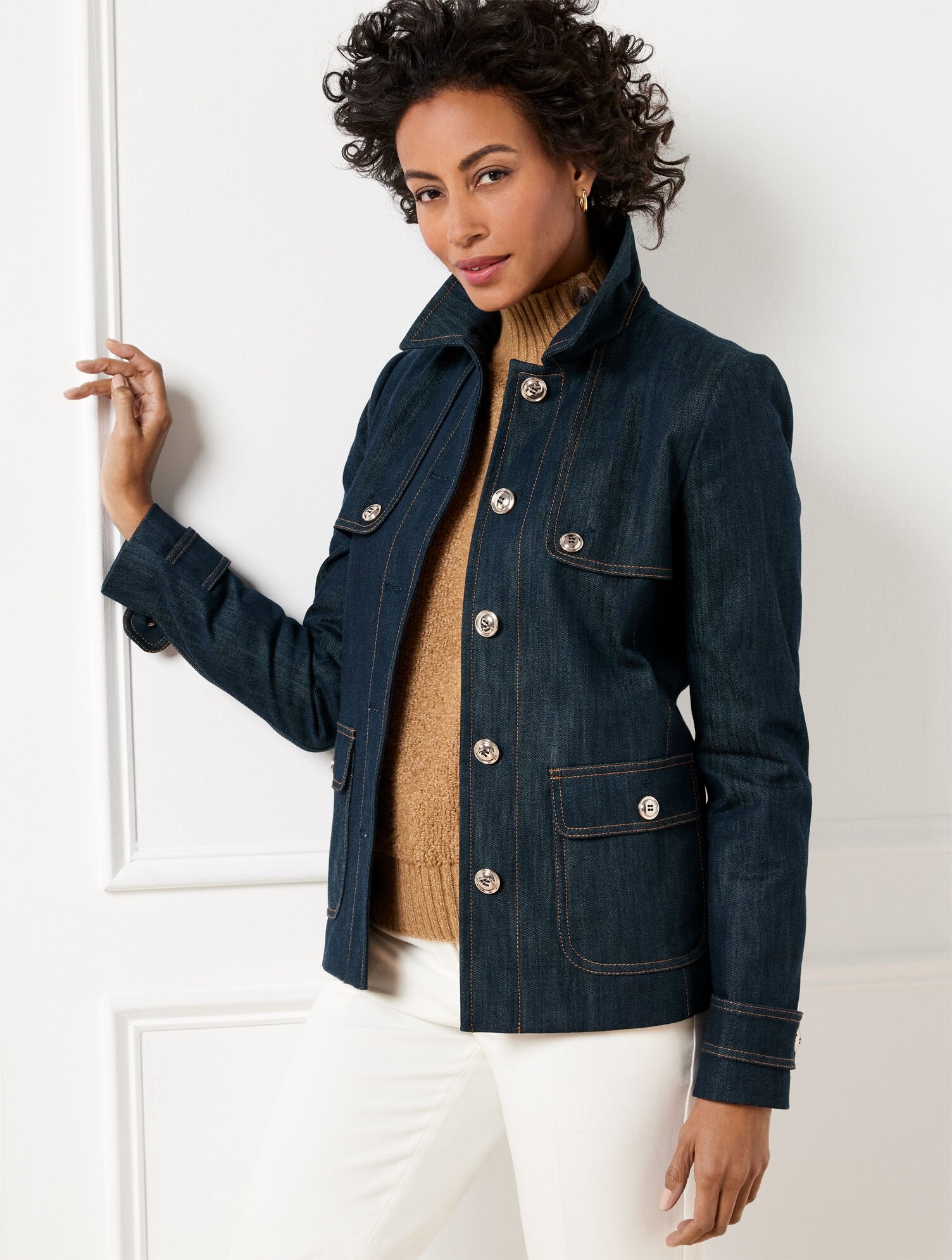 REFINED DENIM SHORT TRENCH COAT | Talbots for sale