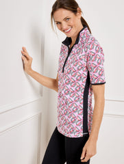 UPF 50+ PIQUÉ HALF-ZIP POLO - INTERLACING LOOPS | Talbots online