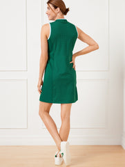 PERFORMANCE INTERLOCK HALF-ZIP POLO DRESS - PIN DOT | Talbots discount