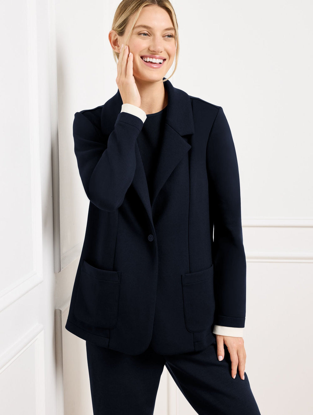 AIRKNIT STRETCH FULL ZIP BLAZER | Talbots on sale