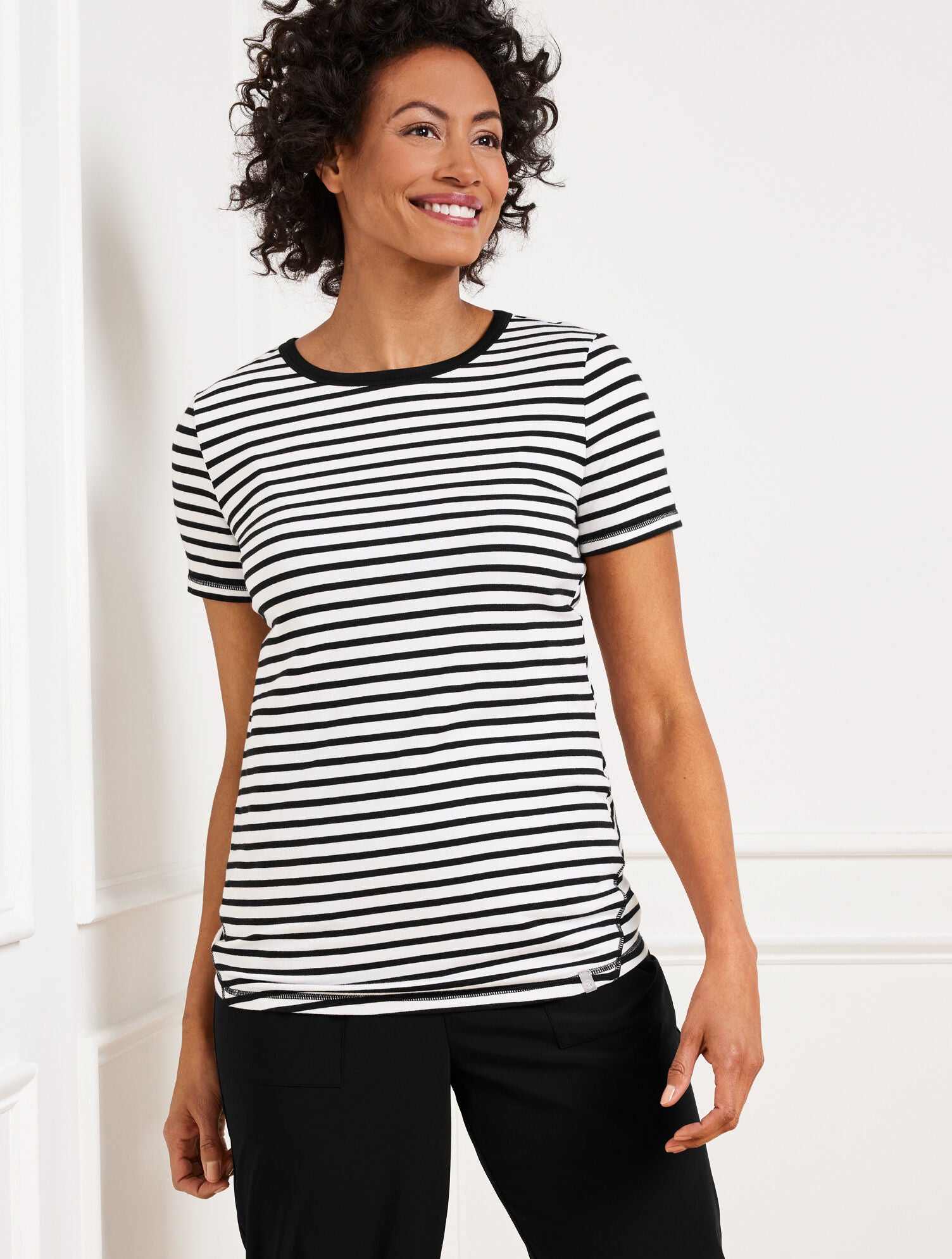 SUPERSOFT JERSEY SHORT SLEEVE STRIPED TEE | Talbots discount