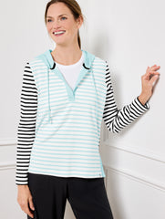SPLIT NECK HOODIE - GLORIOUS STRIPE | Talbots sale