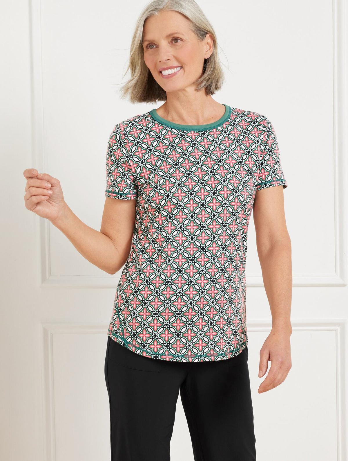 SUPERSOFT JERSEY SHORT SLEEVE TEE - HIGH TIDE TILE | Talbots sale